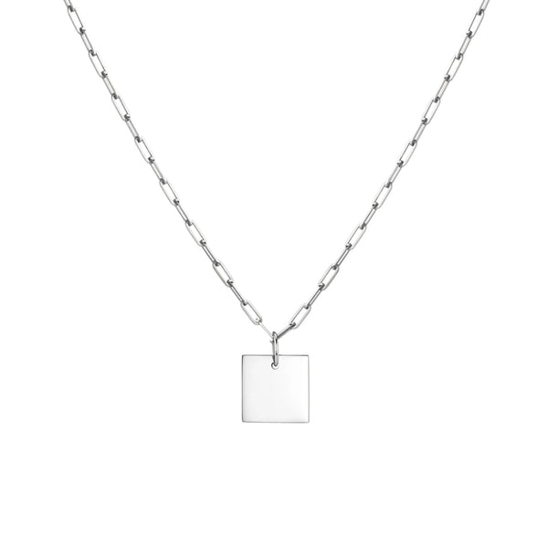 FX0073 925 Sterling Silver Square Pendant Necklace