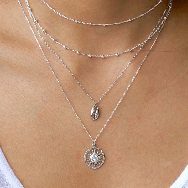 FX0027 925 Sterling Silver Cowrie Shell Necklace