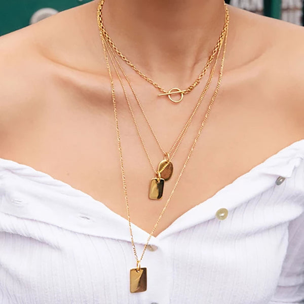 FX0047 925 Sterling Silver Square Card Necklace