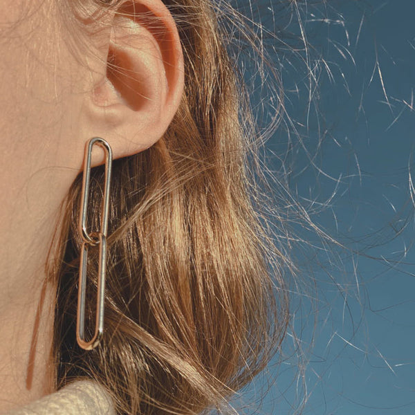 FE0372 925 Sterling Silver Chunky Chain Earrings