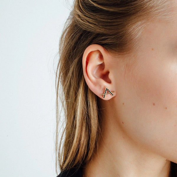 FE0283 925 Sterling Silver Icon Earrings with White Diamonds