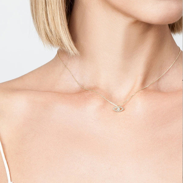 FX0081 925 Sterling Silver zircon Blue Eye Necklace