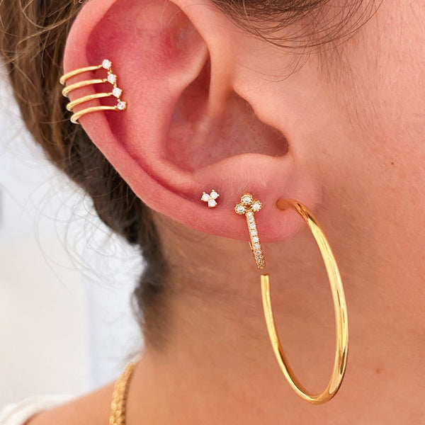 FE0630 925 Sterling Silver Zircon Hoop Earrings