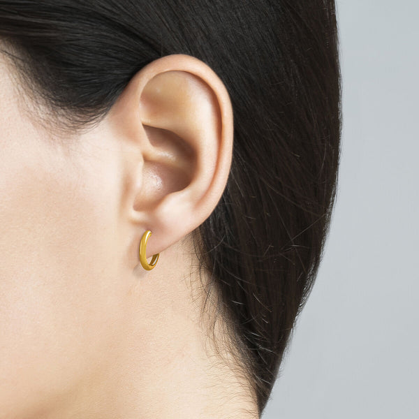 FE0287 925 Sterling Silver Half Circle Hoop Earrings