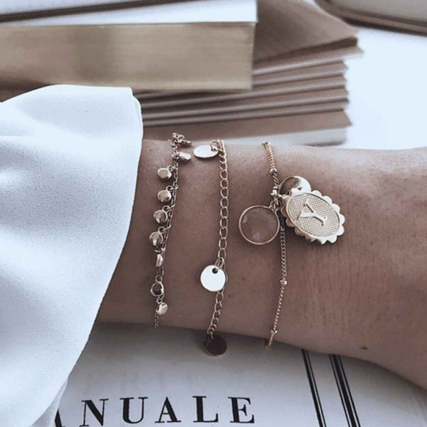 FS0051 925 Sterling Silver Coin Charm Bracelet