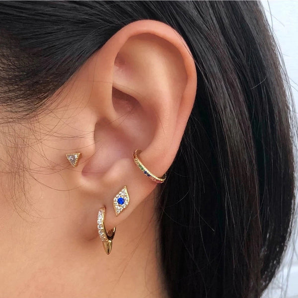 FE0155 925 Sterling Silver Mini Evil Eye Stud Earrings