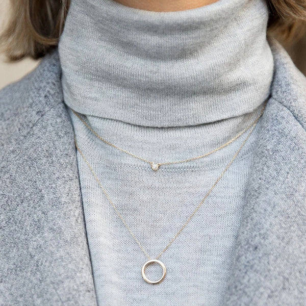 FX0080 925 Sterling Silver Circle Pendant Necklace