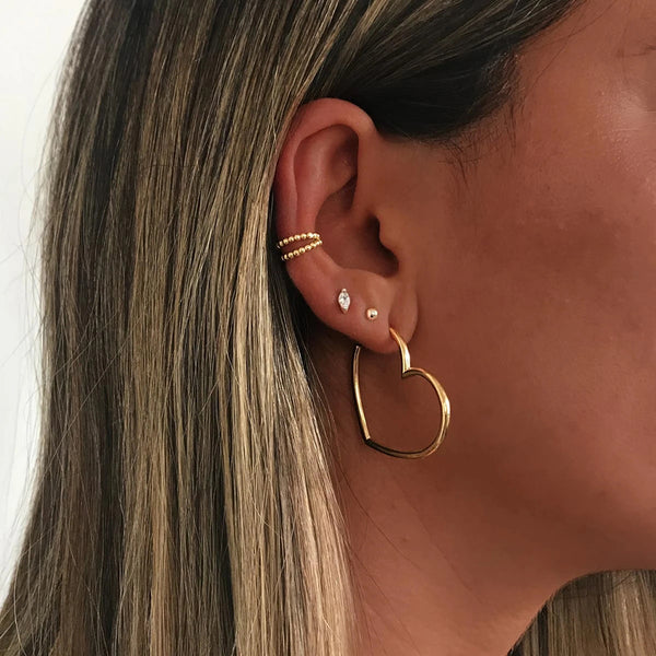 FE0618 925 Sterling Silver Open Heart Earrings