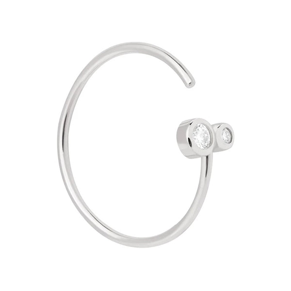 FJ0029 925 Sterling Silver Double Diamond Open Ring