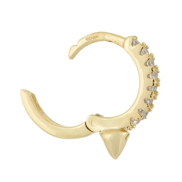 FE0477 925 Sterling Silver Dagger Pave Hoop Earrings