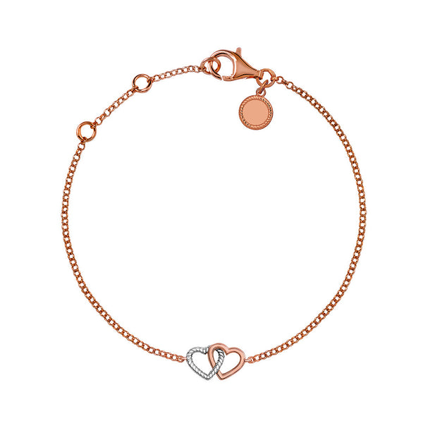 FS0015 925 Sterling Silver double heart bracelet