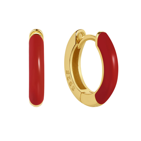 FE1790 925 Sterling Silver Enamel Hoop Earring