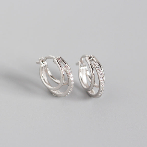 YHE0285 925 Sterling Silver Triple Band Hoop Earring