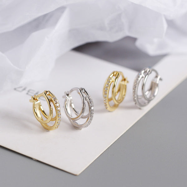 YHE0285 925 Sterling Silver Triple Band Hoop Earring