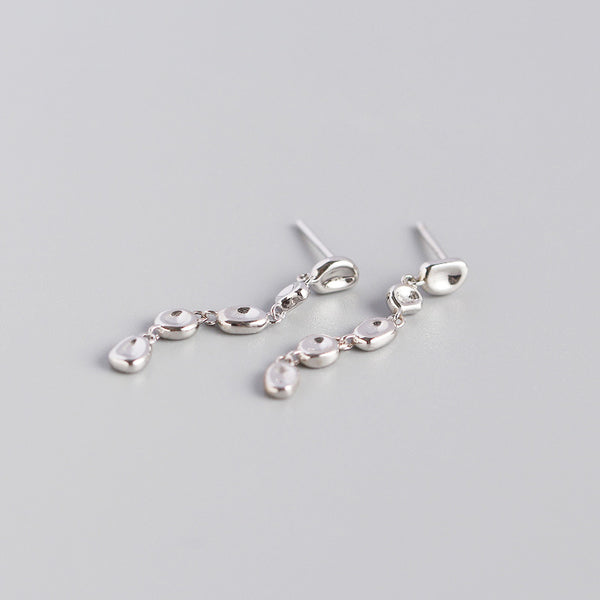 YHE0294 925 Sterling Silver Irregular Long Chain CZ Earring