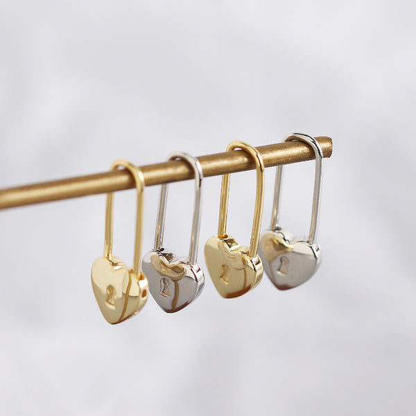 YHE0291 925 Sterling Silver Forever Love Heart Pin Earring