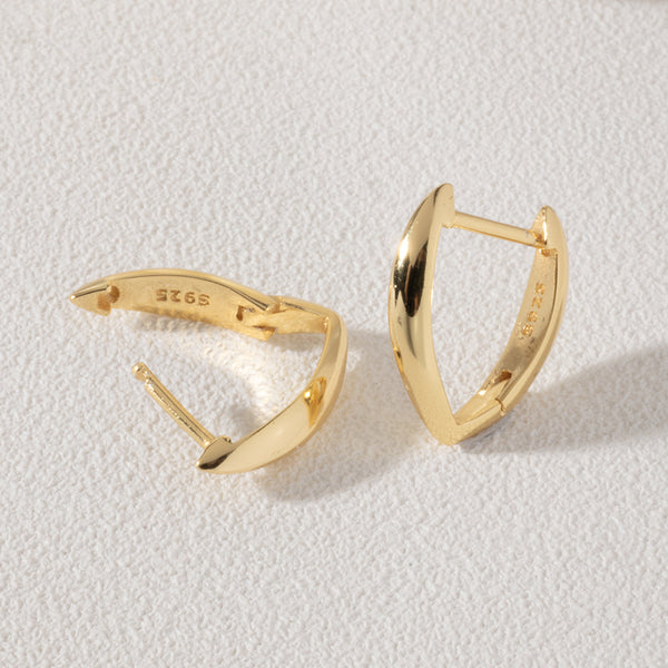 FE1865 925 Sterling Silver Oval Leaf Hoop Earring