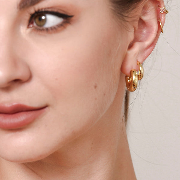 FE0685 925 Sterling Silver Thick Hoop Earrings