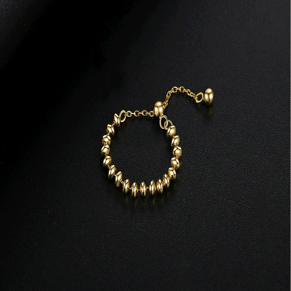 FJ0785 925 Sterling Silver Gold Bead Chain Ring