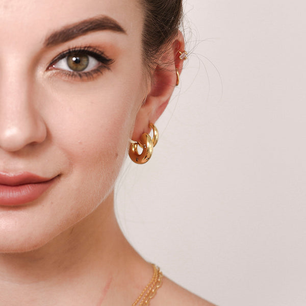 FE0685 925 Sterling Silver Thick Hoop Earrings