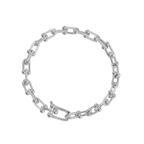 FS0299 925 Sterling Silver Hip Hop U Shape Link Bracelet