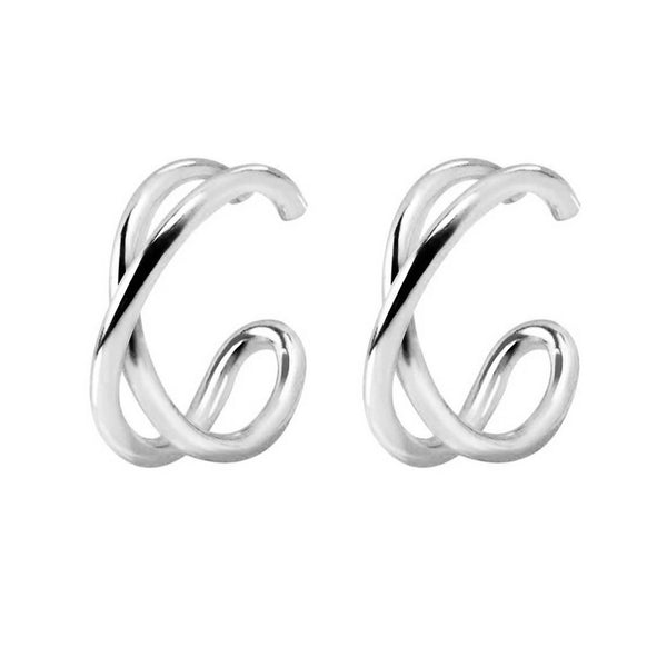 FE0607 925 Sterling Silver Simple Cross Earrings Cuff