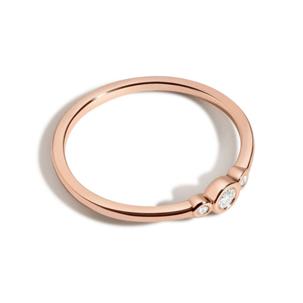 FJ0055 925 Sterling Silver Three Diamond Bezel Ring