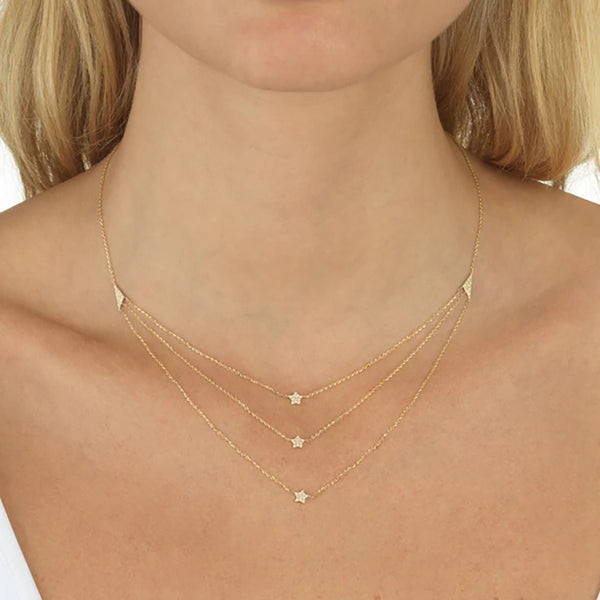 FX0191 925 Sterling Silver Tri-layer Star Choker Necklace