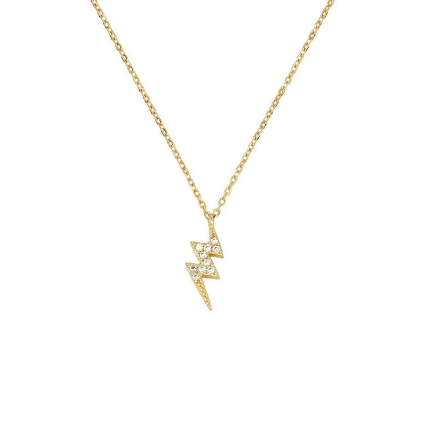 FX0395 925 Sterling Silver Zircon Lightning Pendant Necklace