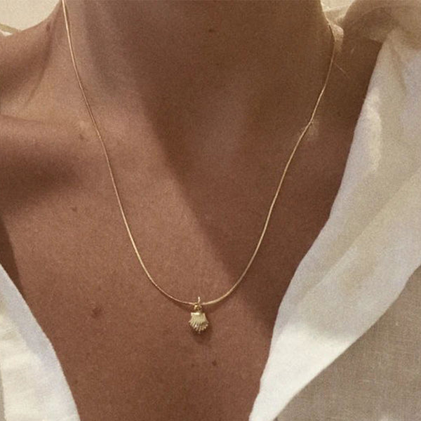 FX0333 925 Sterling Silver Mini Shell Pendant Necklace