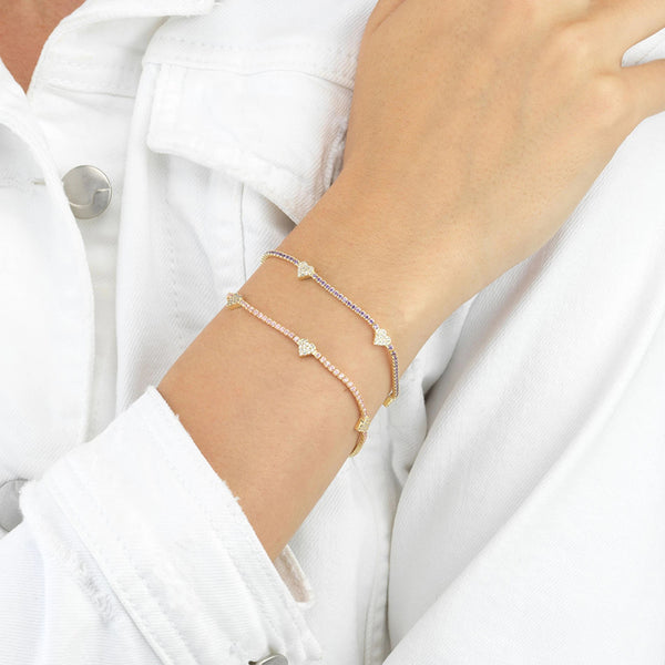 FS0058 925 Sterling Silver Heart Zircon Tennis Bracelet