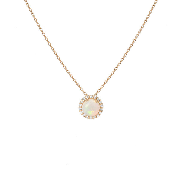 FX0088 925 Sterling Silver Halo Opal Pendant Necklace