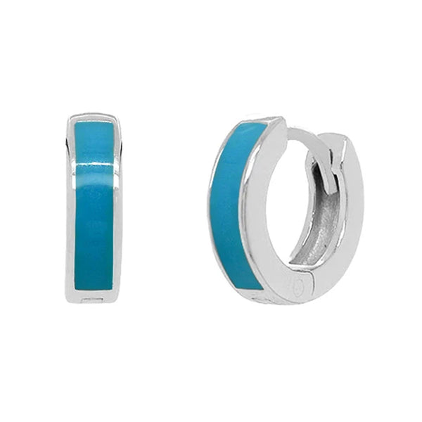 FE0088 Turquoise Enamel Hoop Earrings