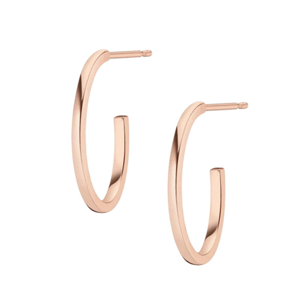 FE0245 925 Sterling Silver Oval Swoosh Hoop Medium Earrings