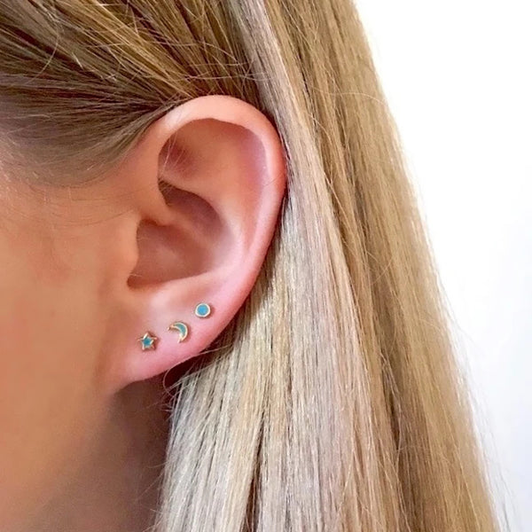 FE0127 Little Turquoise Star Stud Earrings