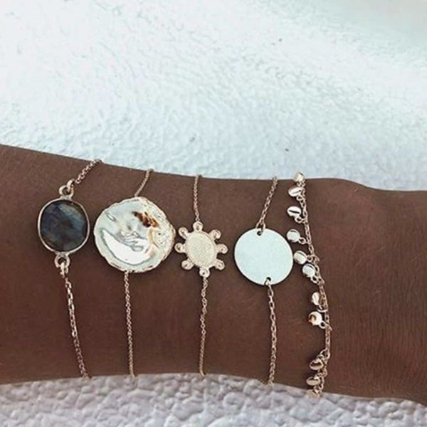 FS0039 925 Sterling Silver Gold Coin Bracelet