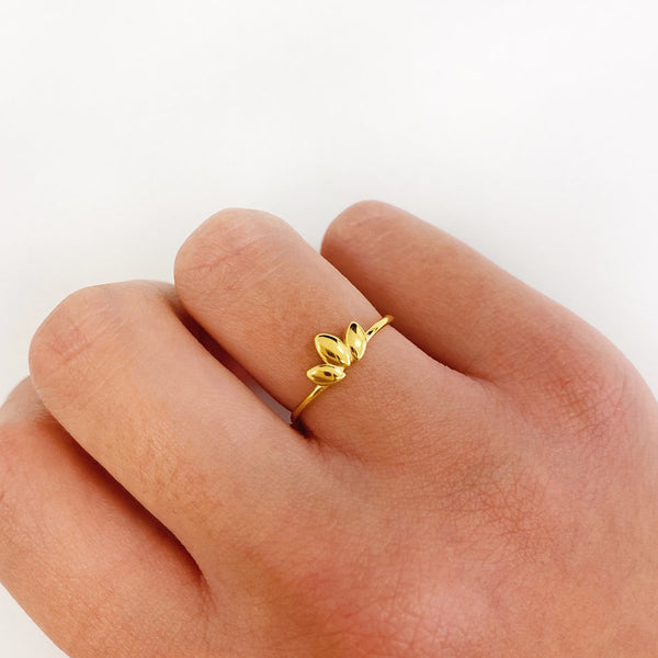 FJ0180 925 Sterling Silver Three Leaf Ring