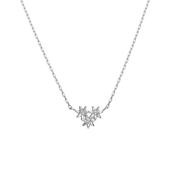 FX0091 925 Sterling Silver Triple Flower Pendant Necklace
