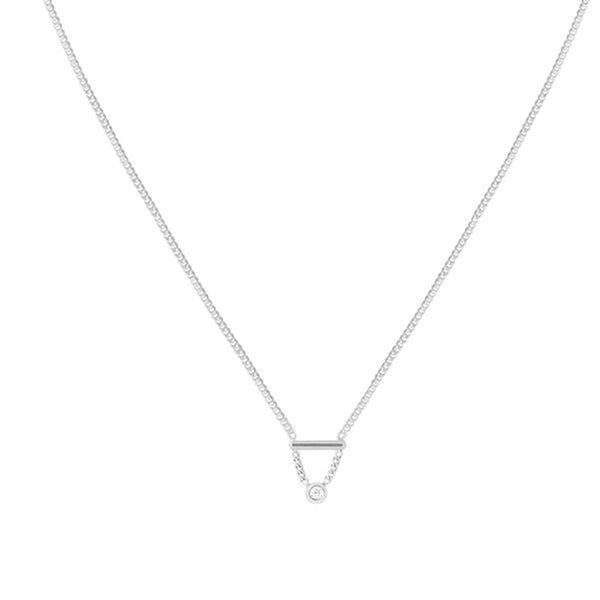 FX0043 925 Sterling Silver Diamond Bar Necklace