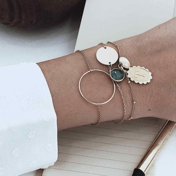 FS0051 925 Sterling Silver Coin Charm Bracelet