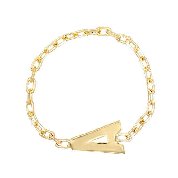 FJ0161 925 Sterling Silver Letter A Chain Ring