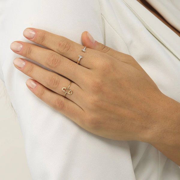 FJ0169 925 Sterling Silver Safety Pin Ring