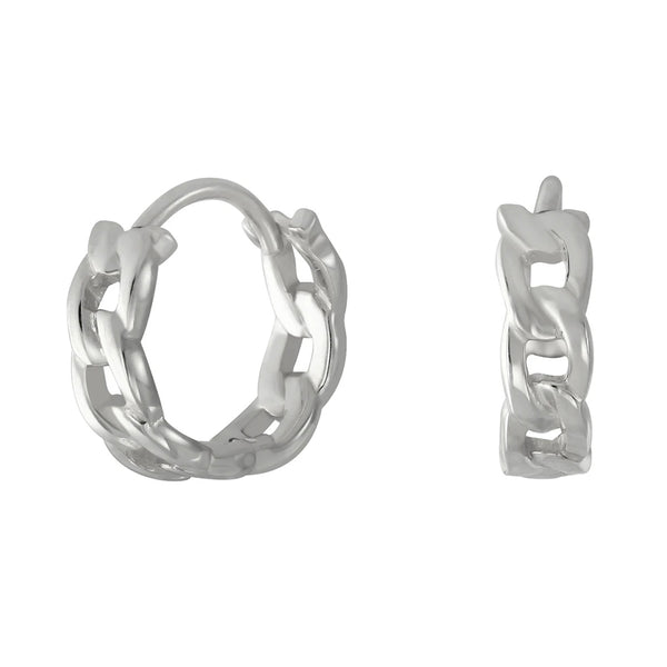 FE0109 925 Sterling Silver Chain Huggie Earrings