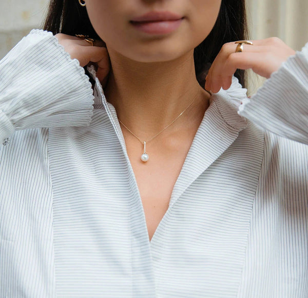 FX0094 925 Sterling Silver Simple Pearl Pendant Necklace