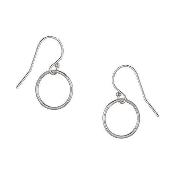 FE0107 925 Sterling Silver Small Circle Drop Earrings