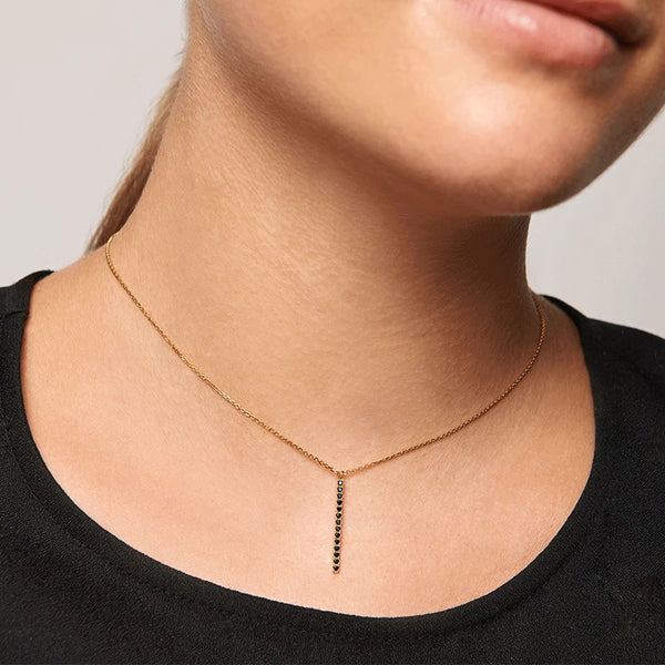 FX0263 925 Sterling Silver Black Zircon Necklace