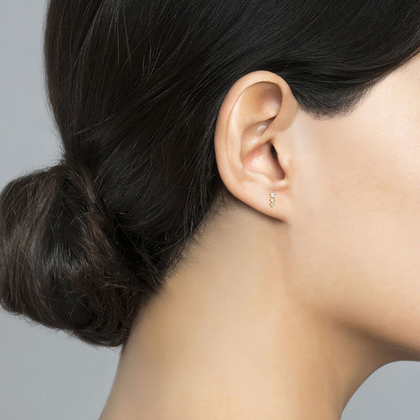 FE0312 925 Sterling Silver Crystal Triangle Earrings