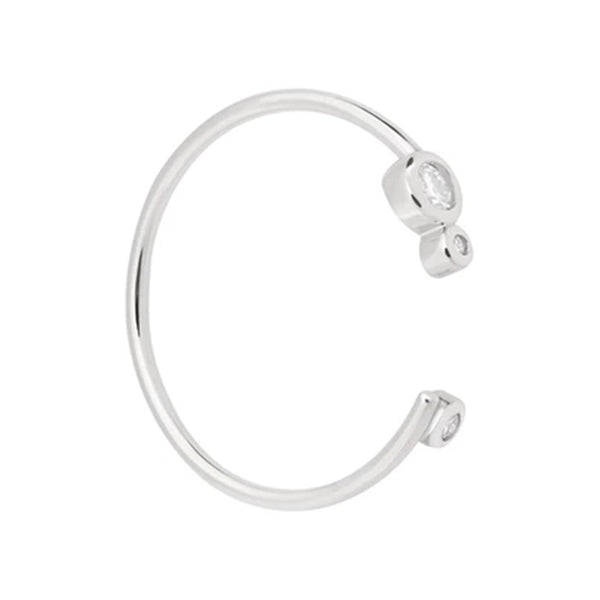 FJ0028 925 Sterling Silver Triple Diamond Open Ring