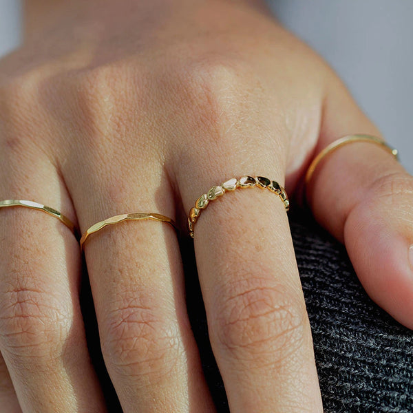 FJ0026 925 Sterling Silver Love Heart Around Ring