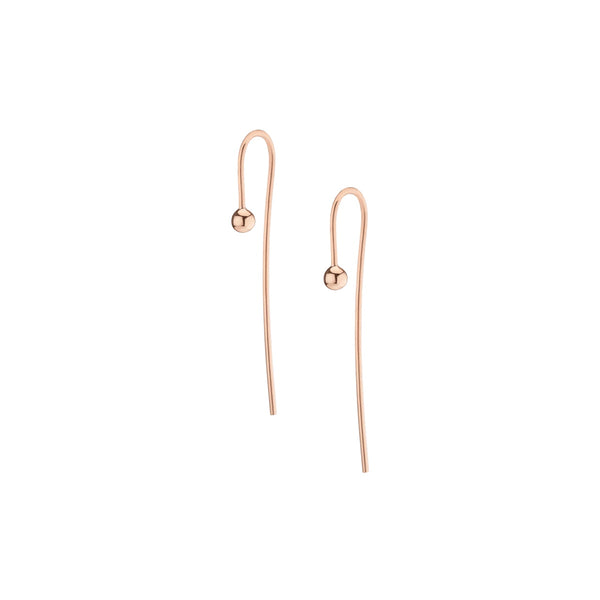 FE0272 925 Sterling Silver Long Gold Ball Hook Earrings